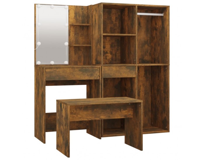 Sonata H Комплект тоалетка с LED, опушен дъб, инженерно дърво