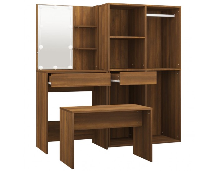 Sonata H Комплект тоалетка с LED, кафяв дъб, инженерно дърво