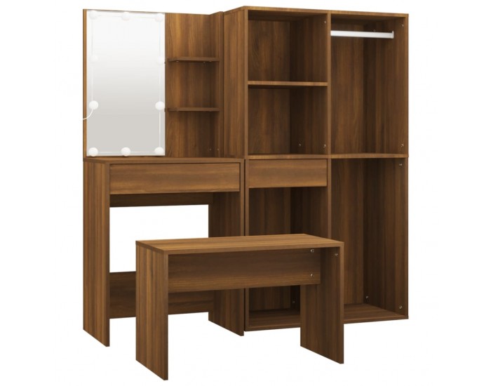 Sonata H Комплект тоалетка с LED, кафяв дъб, инженерно дърво