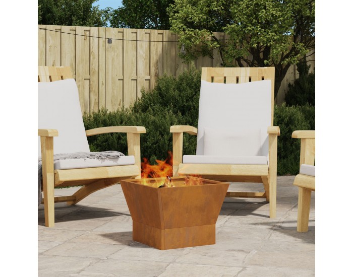 Sonata H Квадратно огнище 40x40x30 см Обветрена стомана