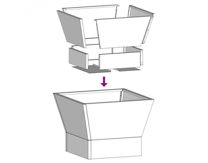 Sonata H Квадратно огнище 40x40x30 см Обветрена стомана