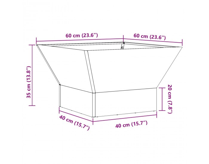 Sonata H Огнище Квадратно Черно 60x60x35 см Стомана Sonata H Огнище Квадратно Черно 60x60x35 см Стомана