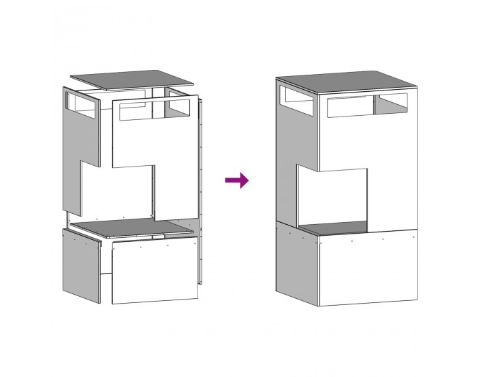 Sonata H Огнище Черно 50x50x100 см Стомана
