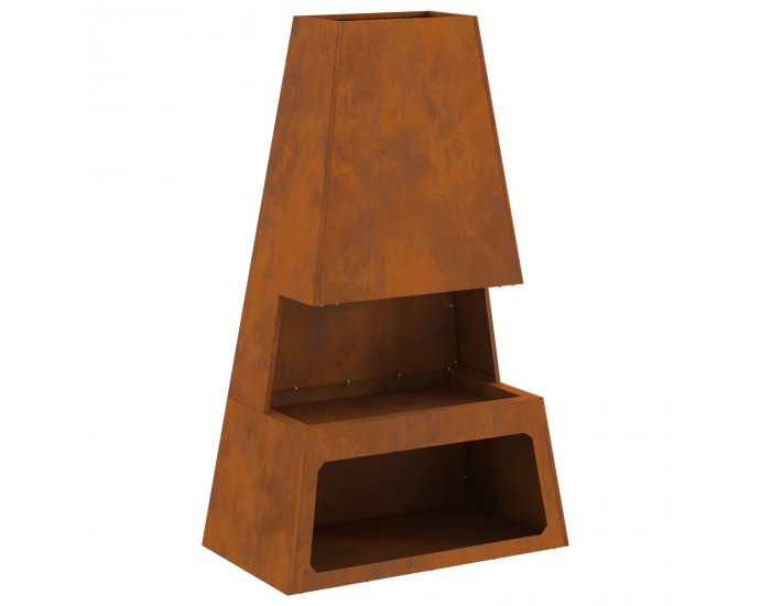 Sonata H Огнище с място за съхранение на дърва 60x35x100 см от Weathering Steel