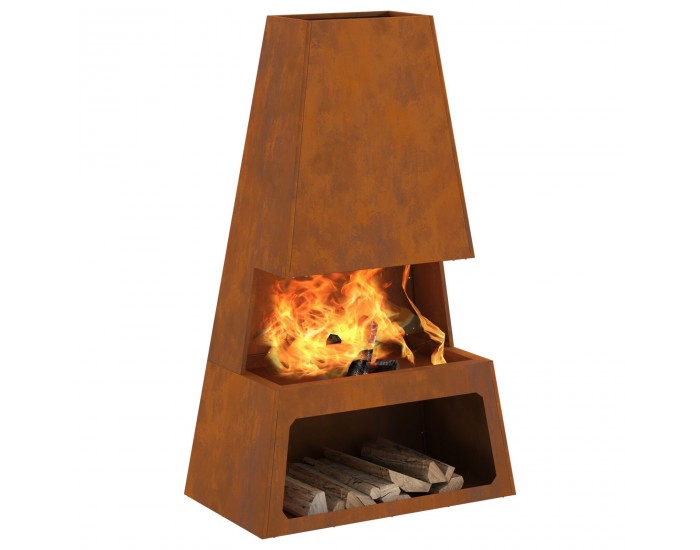 Sonata H Огнище с място за съхранение на дърва 60x35x100 см от Weathering Steel