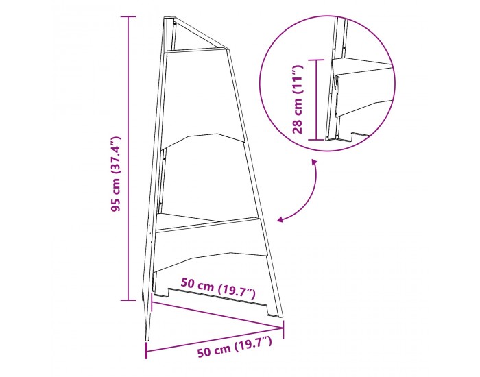 Sonata H Пиродж на огън Пирамида 50x45x95 см Износена стомана