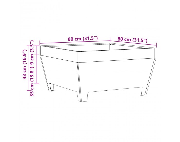 Sonata H Черно квадратно огнище 80x80x43 см от стомана Sonata H Черно квадратно огнище 80x80x43 см от стомана