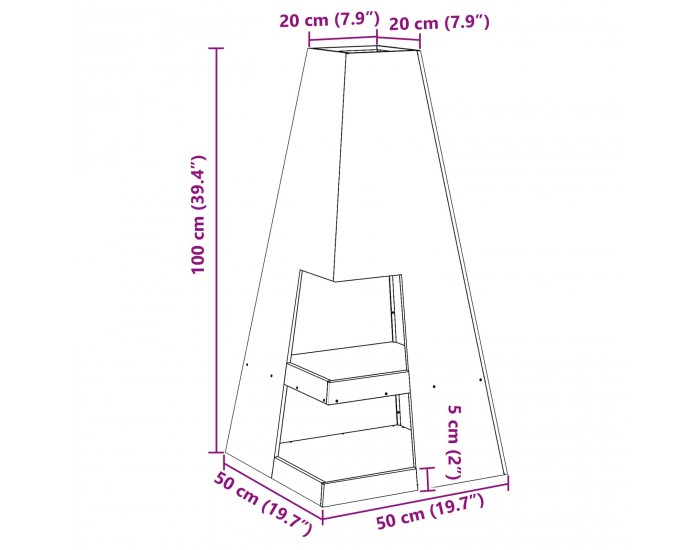 Sonata H Огнище с място за дърва Черно 50x50x100 см Стомана