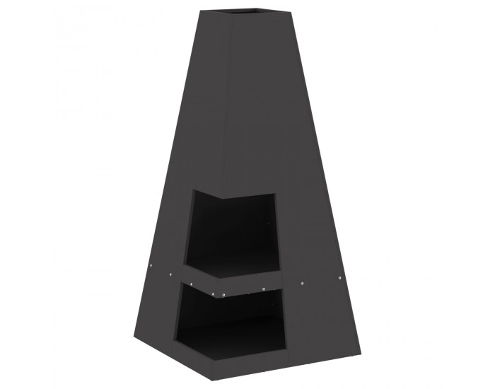 Sonata H Огнище с място за дърва Черно 50x50x100 см Стомана