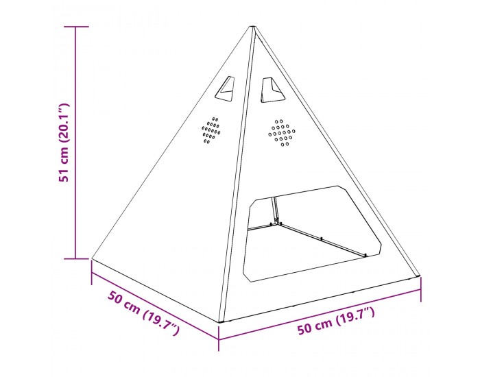 Sonata H Пирамида за огън 50x50x51 см Обработена стомана