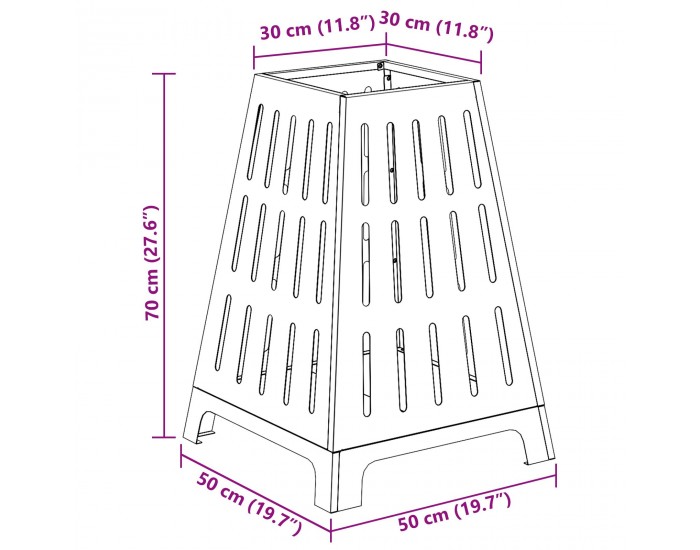Sonata H Огнище Квадрат 50x50x70 см от Устойчив Стал
