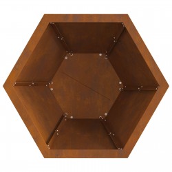 Sonata H Огнище Хексагонално 50x50x40 см От бурен стомана - за Камини, Комини и Печки на дърва
