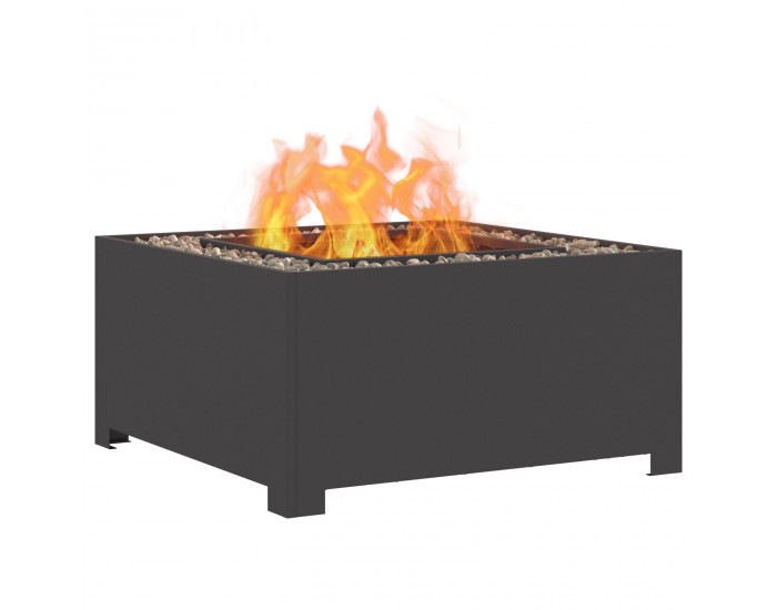 Sonata H Огнище Квадратно Черно 80x80x40 см Стомана