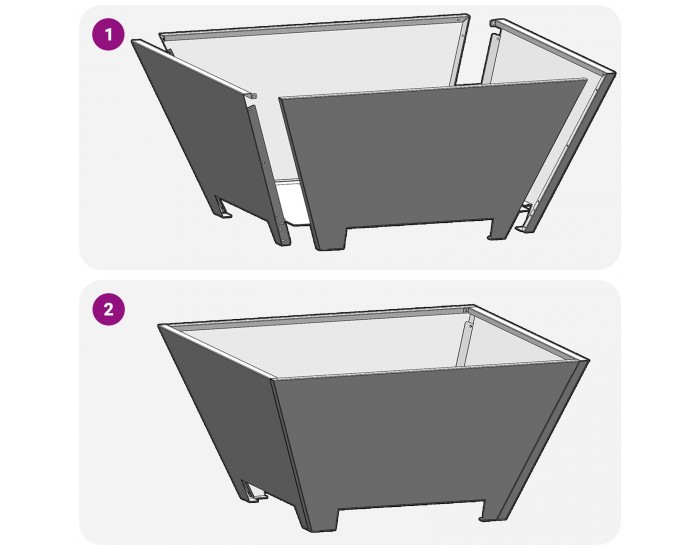 Sonata H Пожарна яма Квадратна 60x60x30 см от Обветрена стомана