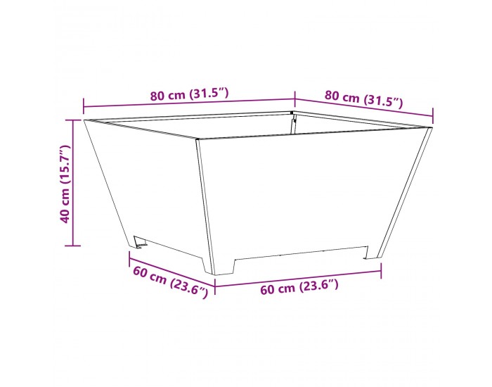Sonata H Огнище Квадратно Черно 80x80x40 см Стомана