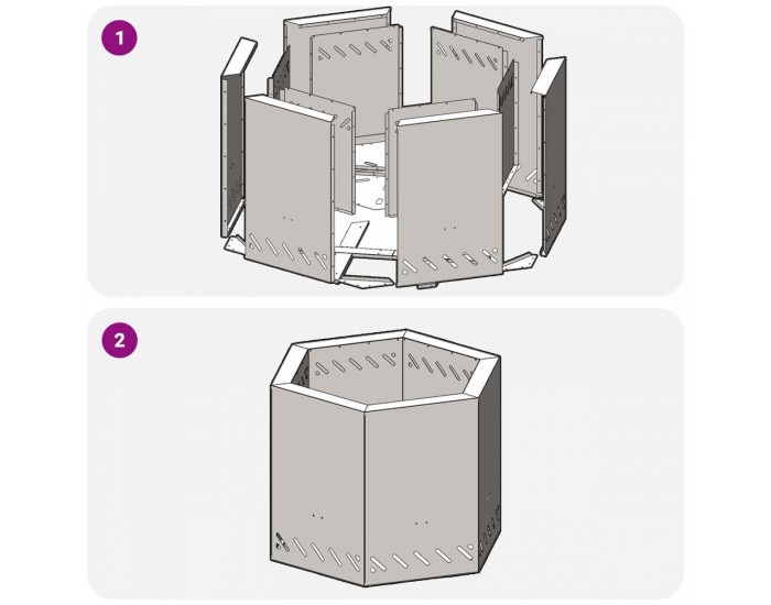 Sonata H Бездимно Огнище Шестоъгълно 58x58x51 см Обветрена Стомана