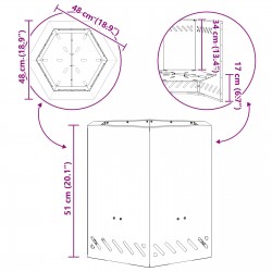 Sonata H Бездимно Огнище Шестоъгълно 48x48x51 см От Корутирана Стомана - за Камини, Комини и Печки на дърва