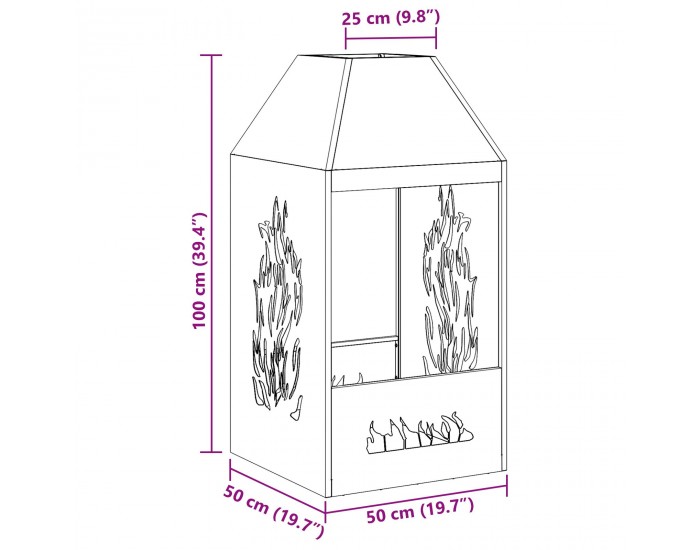 Sonata H Огнище Черно 50x50x100 см Стомана