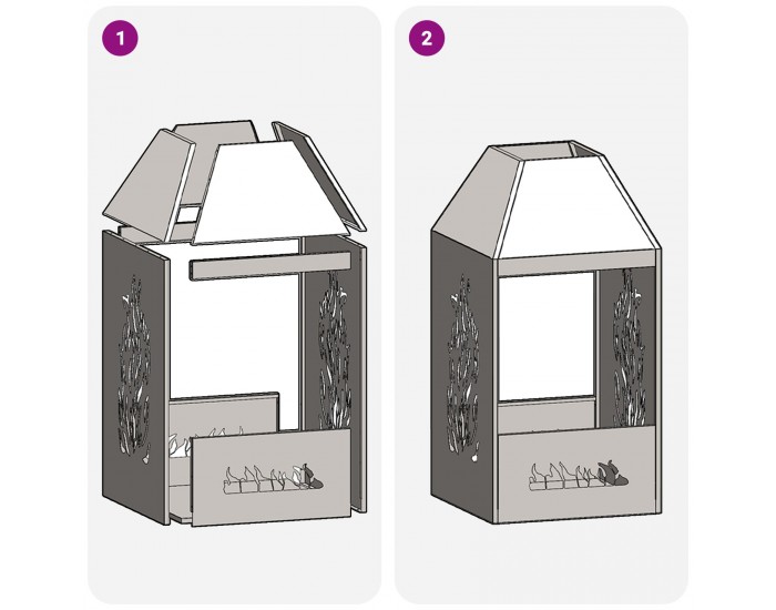 Sonata H Огнище Черно 50x50x100 см Стомана