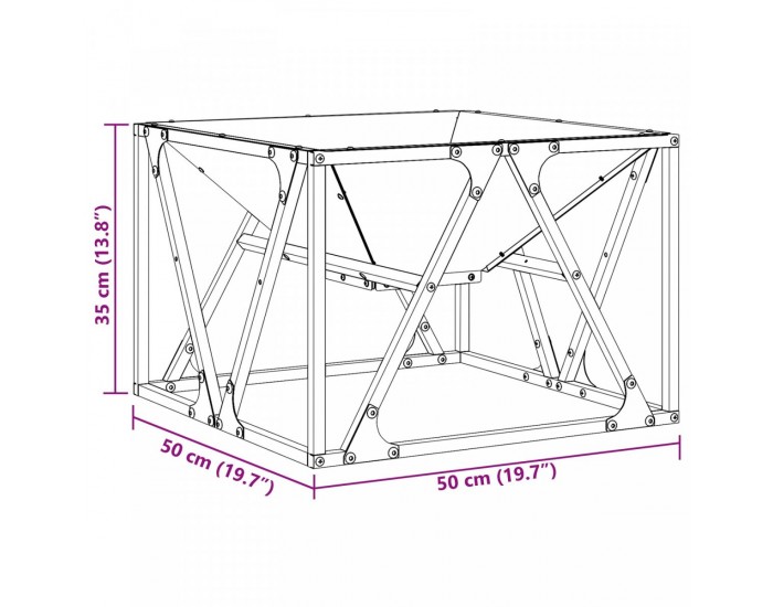 Sonata H Огнище Квадратно Черно 50x50x35 см Стомана