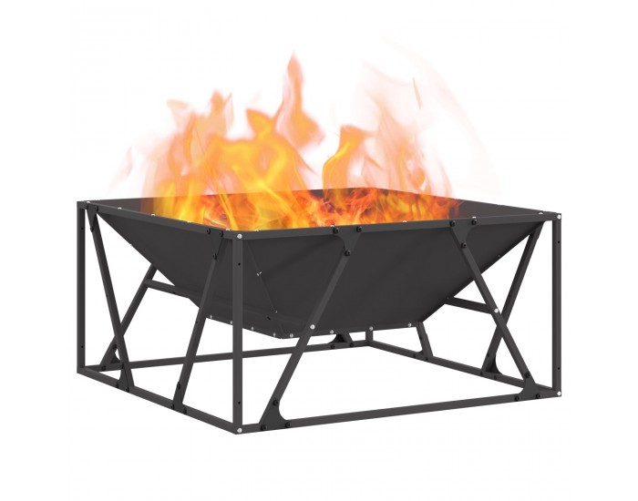 Sonata H Огнище Квадратно Черно 80x80x40 см Стомана