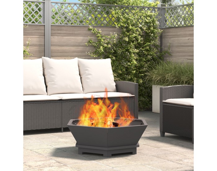 Sonata H Огнище Хексагонално Черно 75x75x28 см Стомана