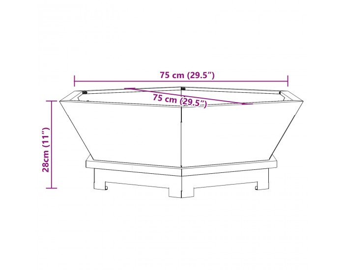 Sonata H Огнище Хексагонално Черно 75x75x28 см Стомана