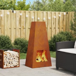 Sonata H Огнище 50x35x100 см от Weathering Steel - за Камини, Комини и Печки на дърва