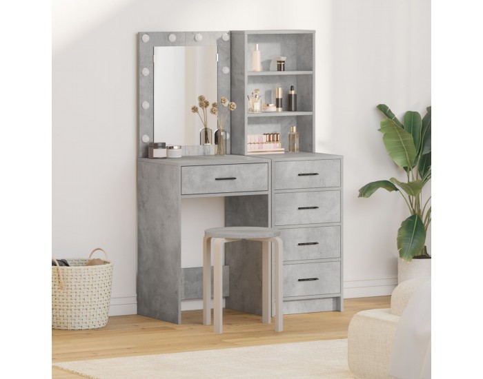 Sonata H 2 Частен Комплект Тоалетка с LED Конкретно Сиво Инженерна Дървесина