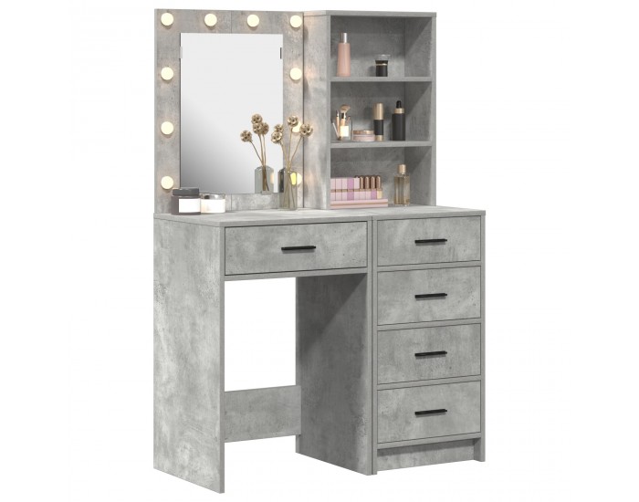 Sonata H 2 Частен Комплект Тоалетка с LED Конкретно Сиво Инженерна Дървесина