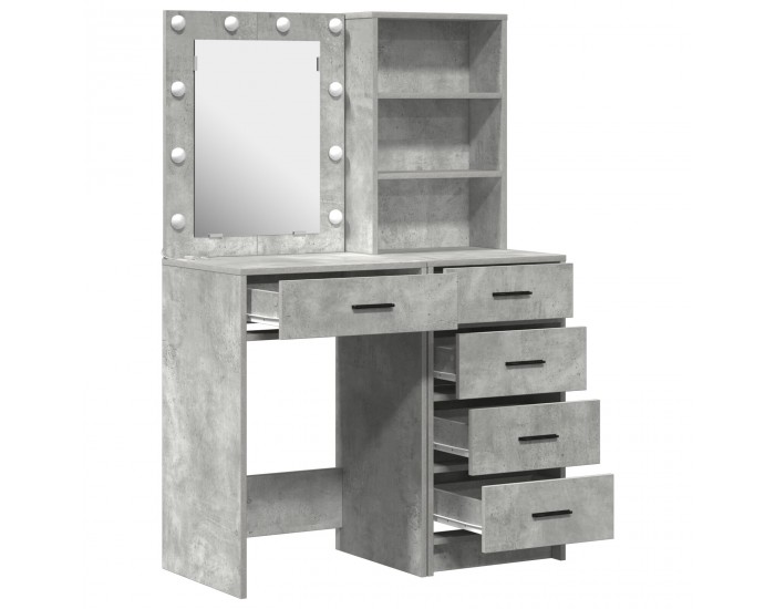 Sonata H 2 Частен Комплект Тоалетка с LED Конкретно Сиво Инженерна Дървесина