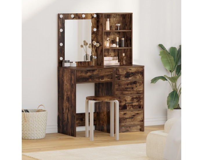 Sonata H Комплект за тоалетна маса с LED и опушен дъб, 2 части