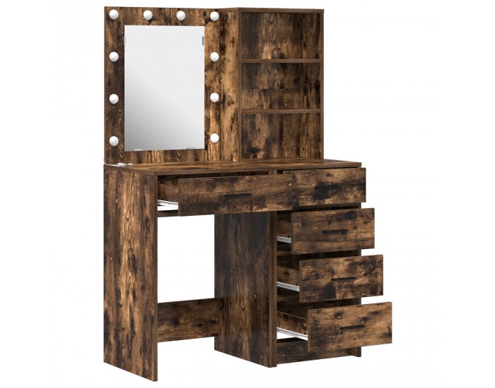 Sonata H Комплект за тоалетна маса с LED и опушен дъб, 2 части