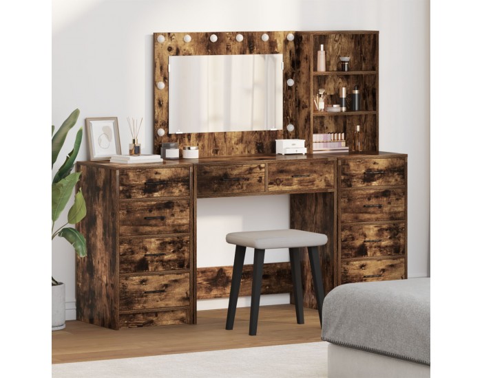 Sonata H 3-чавен комплект за тоалетка с LED в опушено дъбово дърво