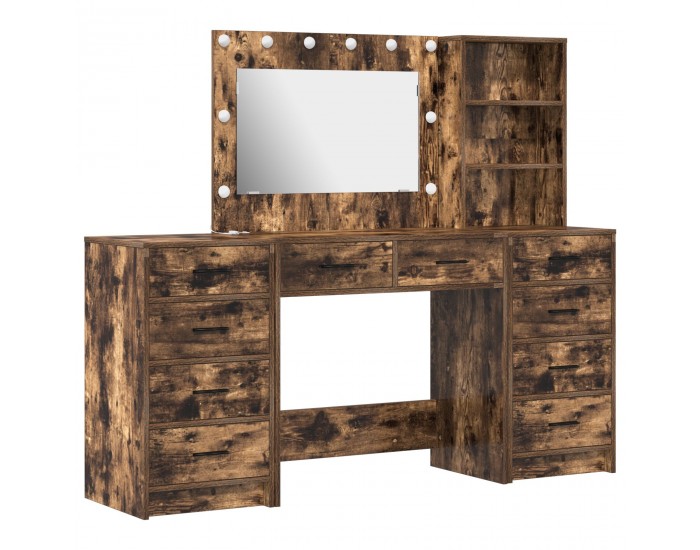 Sonata H 3-чавен комплект за тоалетка с LED в опушено дъбово дърво