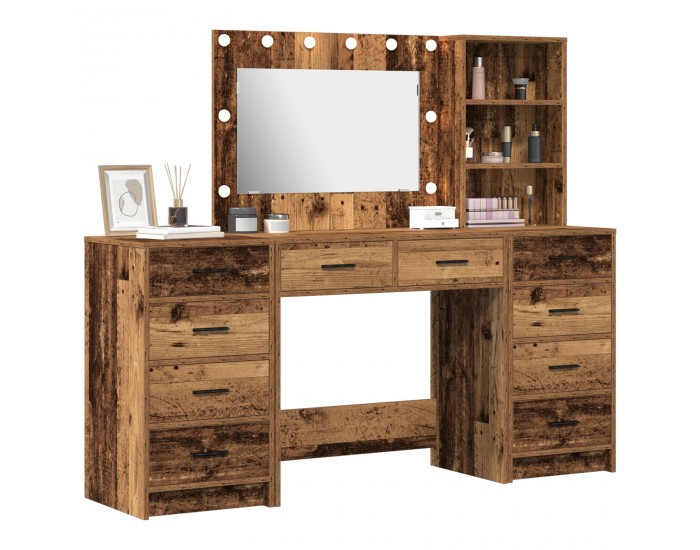 Sonata H Комплект тоалетни маси  3 частен комплект с LED Старо дърво Инженерна дървесина