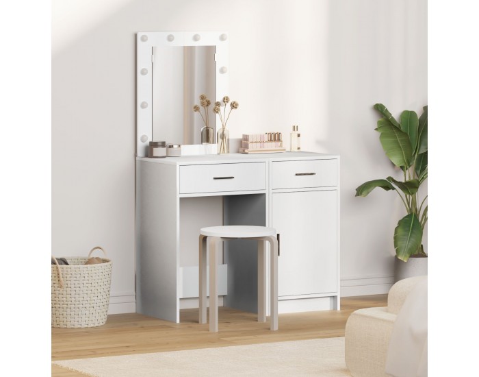 Sonata H Комплект тоалетка с LED - бяло инженерно дърво