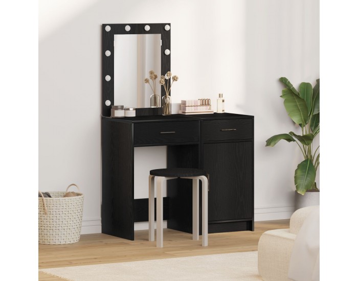 Sonata H 2-Часов Комплект Тоалетни Масички с LED Черна Инженерна Дървесина