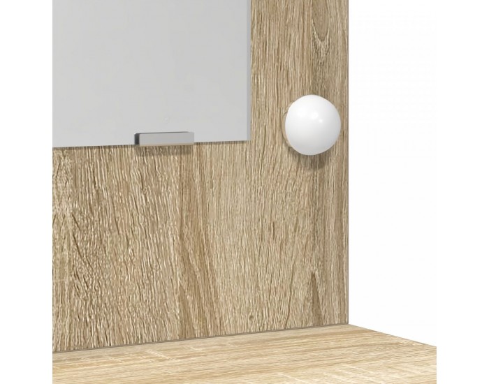 Sonata H комплект за тоалетна маса с LED, 2 части, от инженерна дървесина в светъл дъб