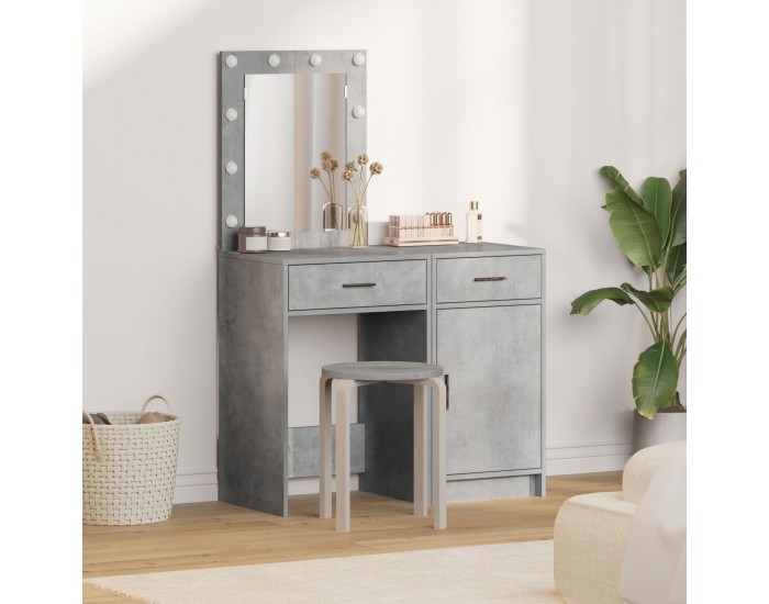 Sonata H 2 частен комплект тоалетна маса с LED, сив бетон, инженерна дървесина