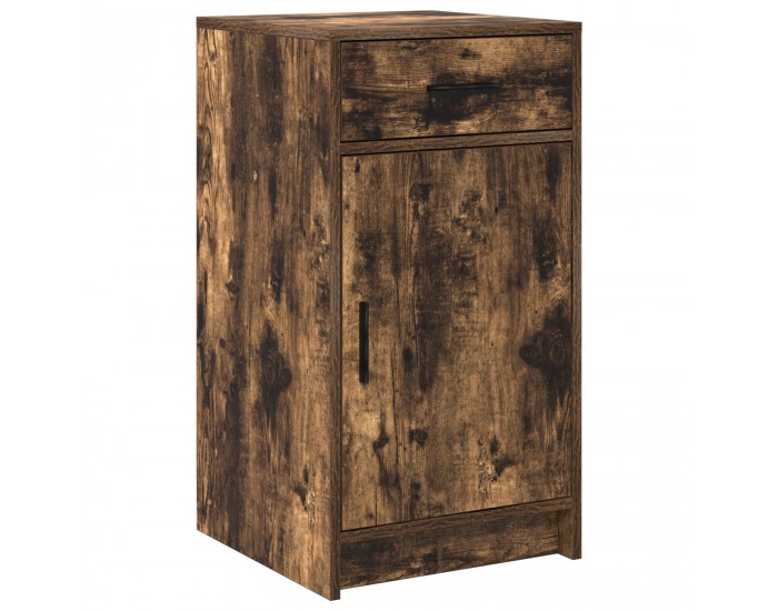 Комплект огледало и тоалетка с LED, Опушен дъб, Инженерна дървесина