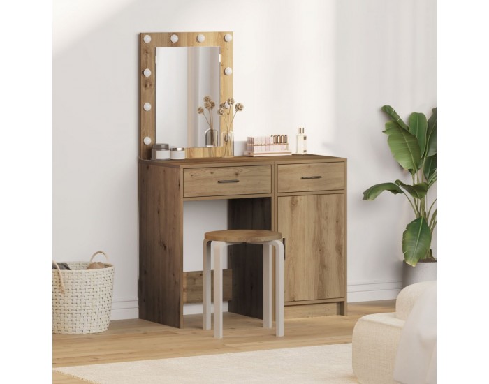 Sonata H Комплект тоалетка от 2 части с LED в дъбова инженерна дървесина