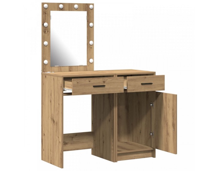 Sonata H Комплект тоалетка от 2 части с LED в дъбова инженерна дървесина