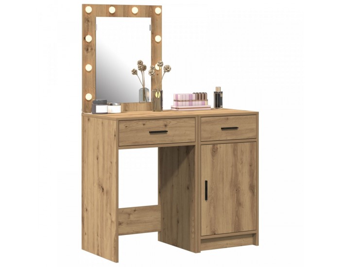 Sonata H Комплект тоалетка от 2 части с LED в дъбова инженерна дървесина