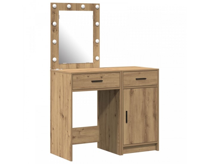 Sonata H Комплект тоалетка от 2 части с LED в дъбова инженерна дървесина