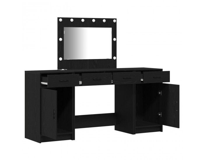 Sonata H Черен комплект тоалетка с LED светлина, 3 части