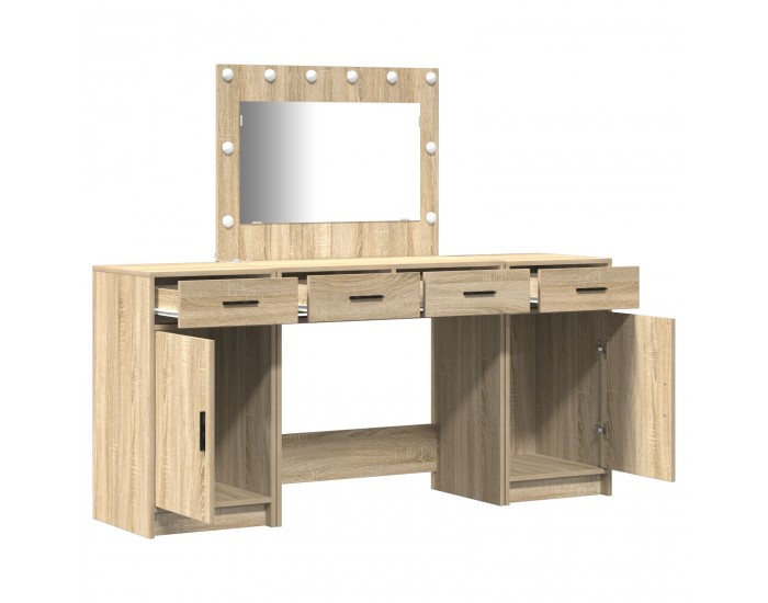 Sonata H 3 частен комплект тоалетка с LED осветление от дъбова инженерна дървесина