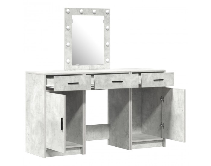 Sonata H 3 Частен Комплект Тоалетка с LED Сив Конструиран Дървен