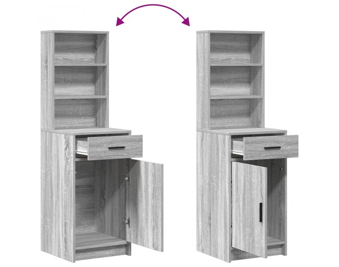 Sonata H 2 Часов Комплект Тоалетка с LED Сиво Инженерно Дърво