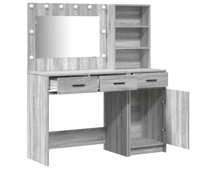 Sonata H 2 Часов Комплект Тоалетка с LED Сиво Инженерно Дърво